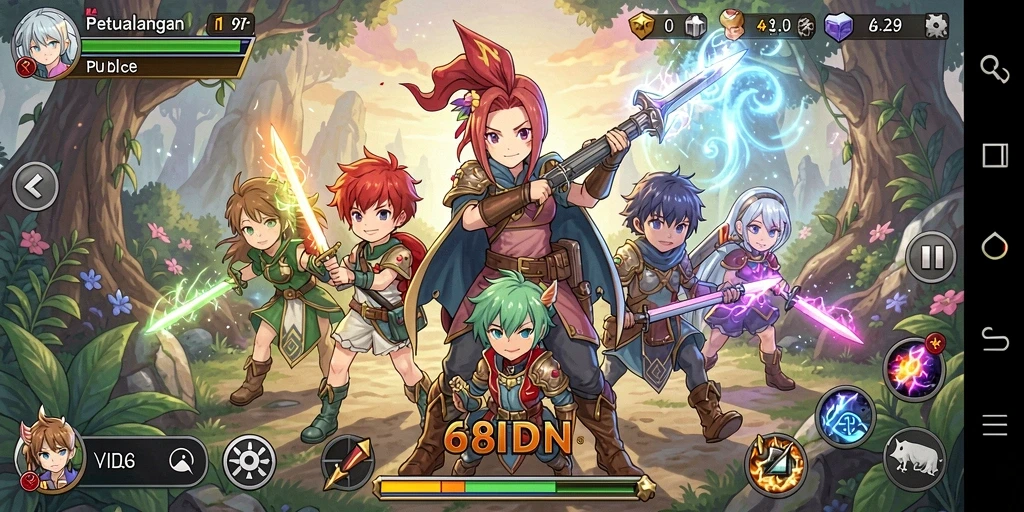 Tampilan gameplay yang memukau di 68IDN dengan karakter anime.