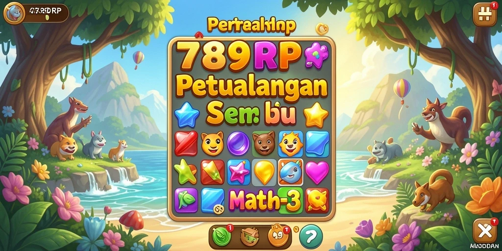 Screenshot menampilkan aksi mencocokkan permata di 789RP.
