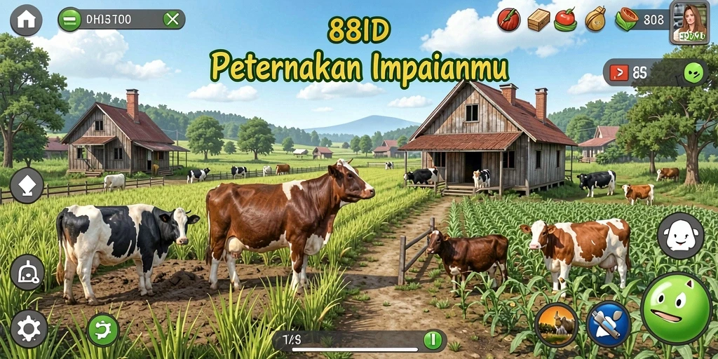 Tampilan menarik saat pemain mengelola ladang di 88ID.