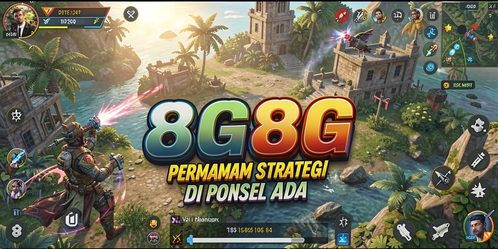 Screenshot gameplay 8G8G menampilkan pertempuran strategis yang intens.