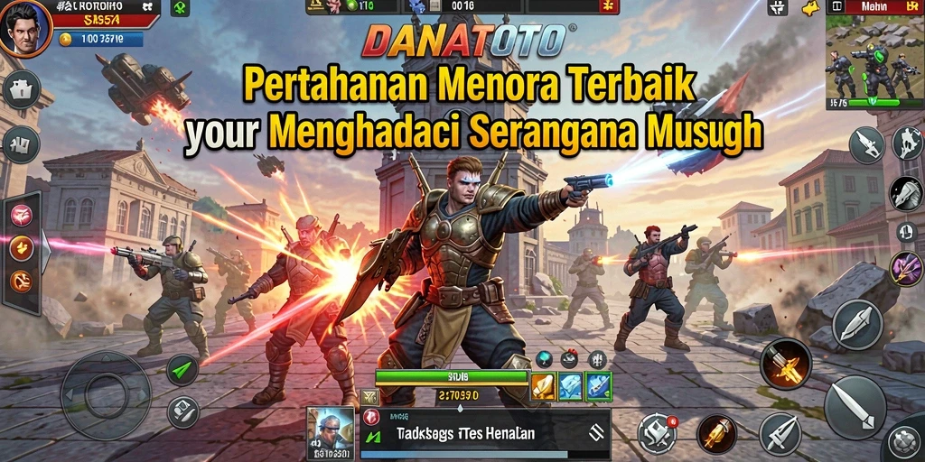 Tampilan gameplay DANATOTO yang mengasyikkan dalam pertahanan menara.