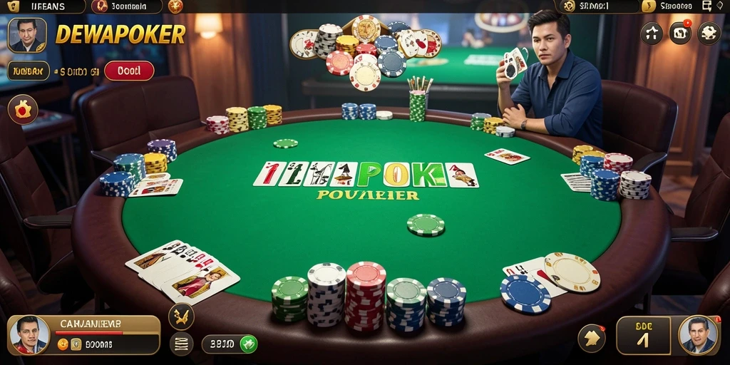Gameplay DEWAPOKER dengan grafis menarik dan interaksi pemain.