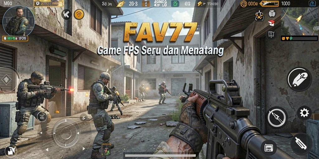 Screenshot FAV77 menunjukkan intensitas pertempuran FPS yang seru.