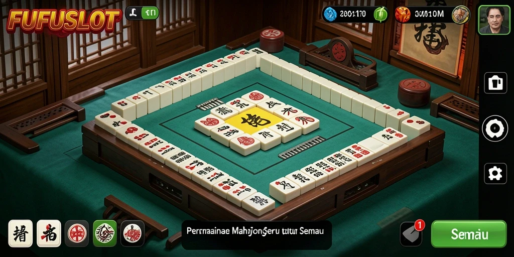 Tampilan menarik dari gameplay FUFUSLOT yang menampilkan Mahjong seru.