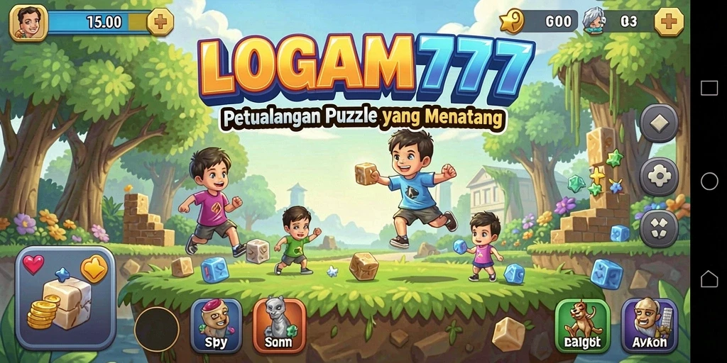 Tampilan gameplay LOGAM777 dengan teka-teki menarik.