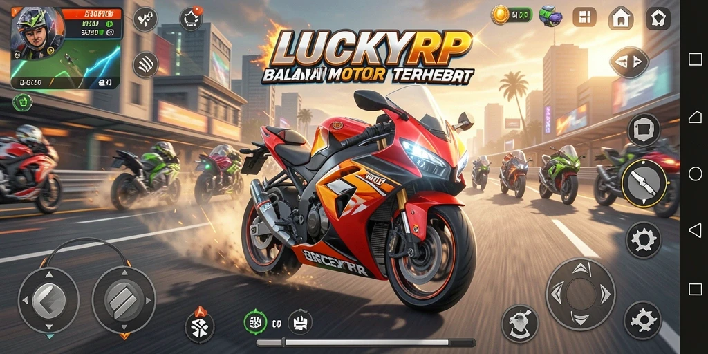 Gameplay seru dalam balapan motor yang mendebarkan.