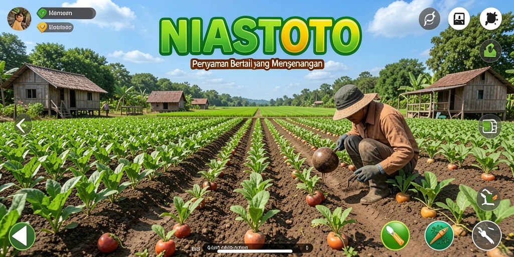 Gameplay NIASTOTO yang menampilkan aktivitas bertani yang seru.