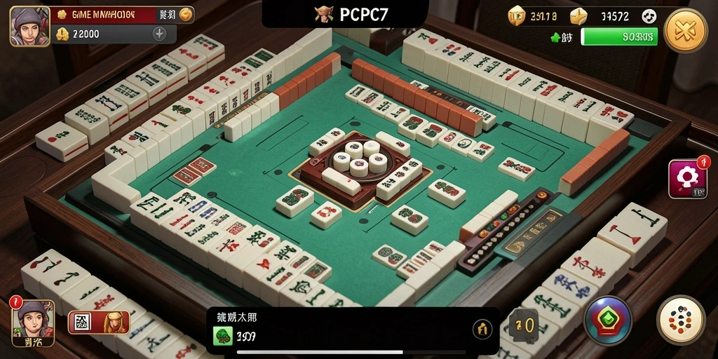 Screenshot dari gameplay PCPC7 yang menunjukkan tantangan Mahjong.