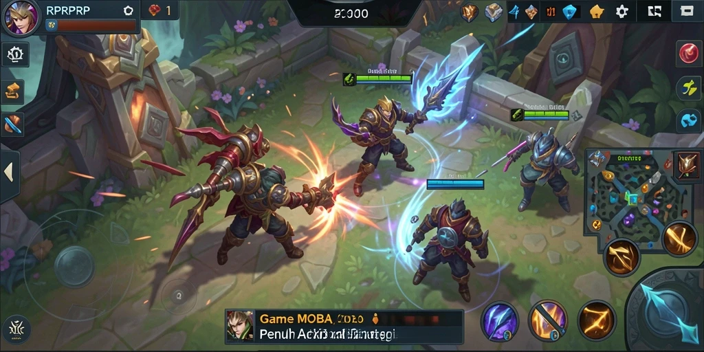 Screenshot gameplay RPRPRP menunjukkan aksi tim yang mendebarkan.
