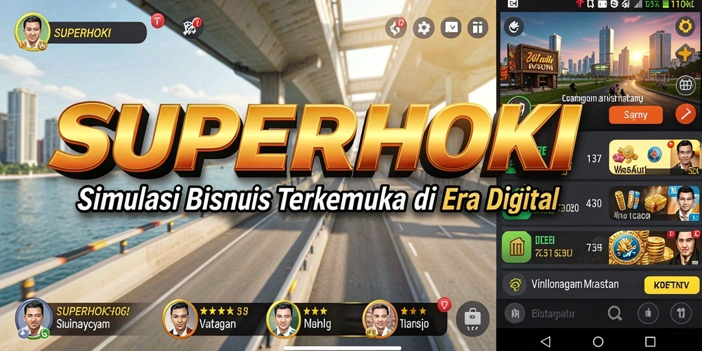 Screenshot gameplay SUPERHOKI menampilkan aksi manajemen bisnis yang menarik.