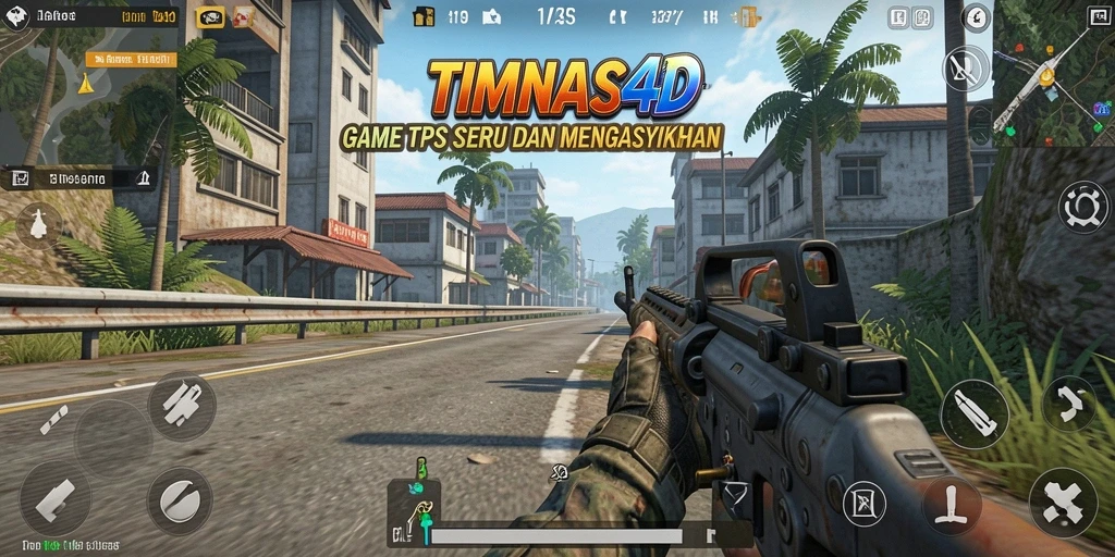 Screenshot TIMNAS4D menampilkan aksi seru dalam permainan TPS.
